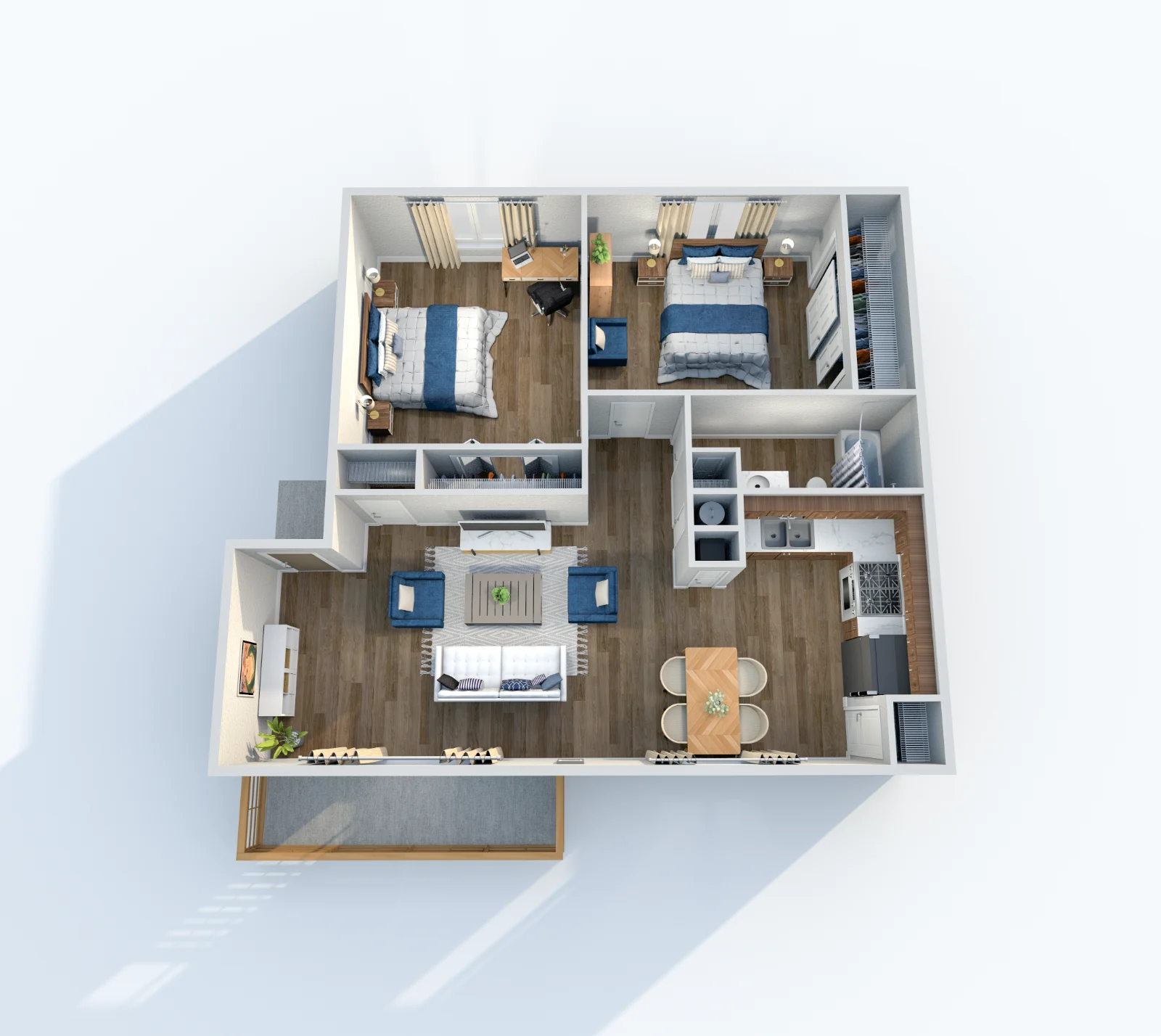 The Legend at Speedway — floor plan, Plan B1 · 2 bed · 1 bath · 740 sq ft
